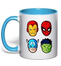 Чашка з кольоровою ручкою Марвел герої