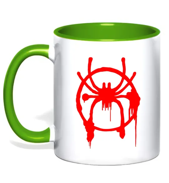 Чашка с цветной ручкой Паук Майлз Моралес Лаймовый фото