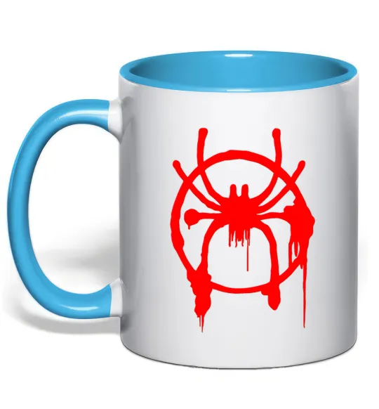 Чашка з кольоровою ручкою Паук Майлз Моралес Блакитний фото