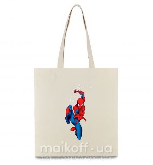 Еко-сумка Человек паук с паутиной Бежевий фото