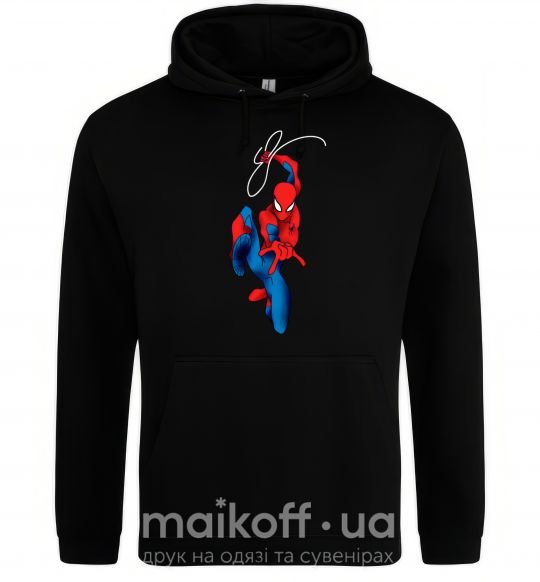 Женская толстовка (худи) Человек паук с паутиной Черный фото