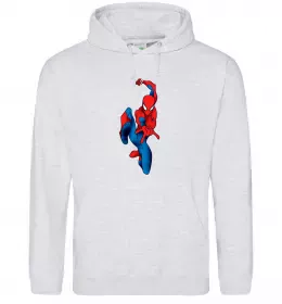 Женская толстовка (худи) Людина павук з павутиною Серый меланж фото