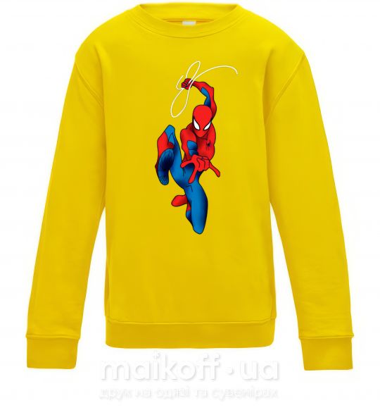 Дитячий світшот Человек паук с паутиной Сонячно жовтий фото