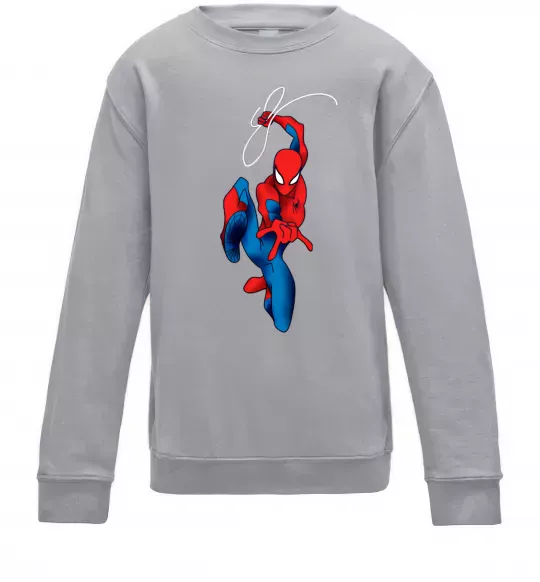 Детский Свитшот Людина павук з павутиною Серый меланж фото