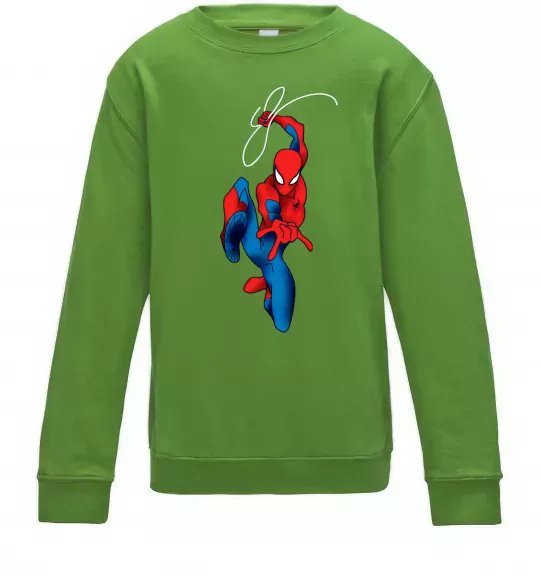 Детский Свитшот Людина павук з павутиною Лаймовый фото