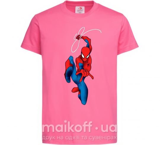 Дитяча футболка Человек паук с паутиной Яскраво-рожевий фото