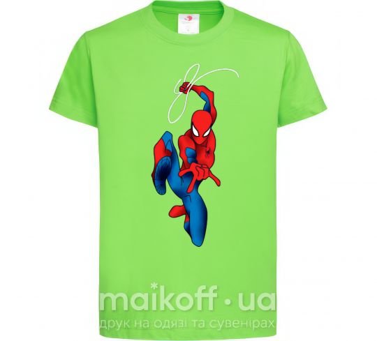 Детская футболка Человек паук с паутиной Лаймовый фото