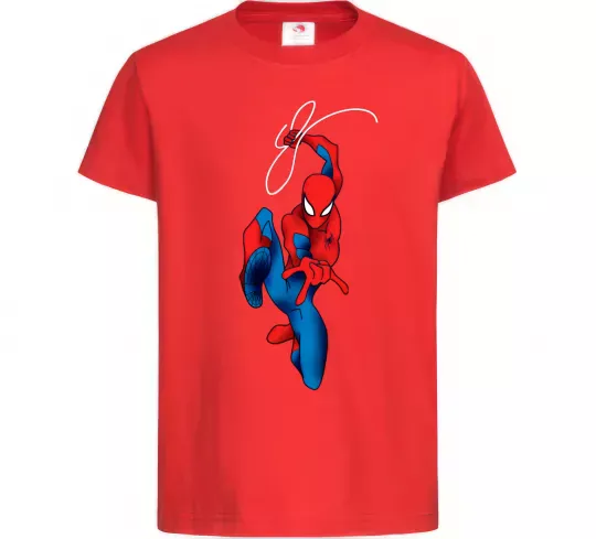 Детская футболка Людина павук з павутиною Красный фото