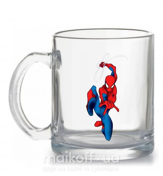 Чашка стеклянная Человек паук с паутиной Прозрачный фото