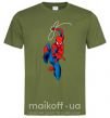 Мужская футболка Человек паук с паутиной Оливковый фото