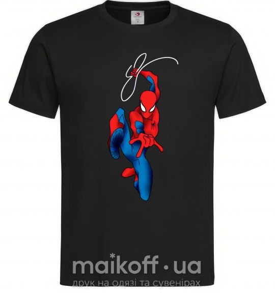 Мужская футболка Человек паук с паутиной Черный фото