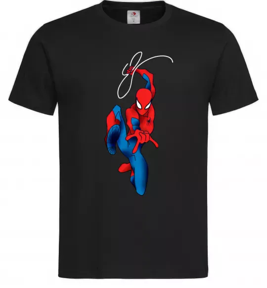 Чоловіча футболка Людина павук з павутиною Чорний фото