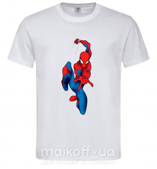 Мужская футболка Человек паук с паутиной Белый фото