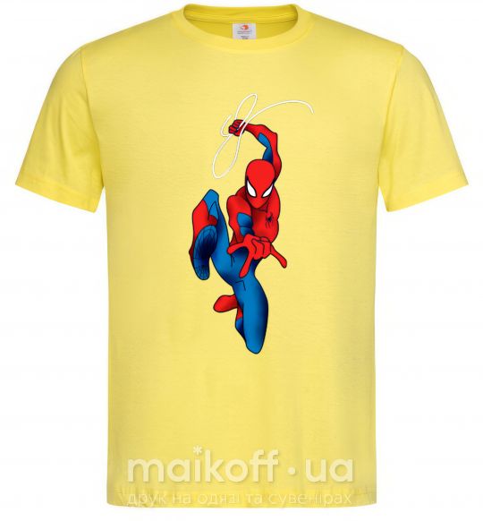 Мужская футболка Человек паук с паутиной Лимонный фото