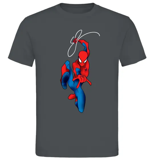 Чоловіча футболка Людина павук з павутиною Графіт фото