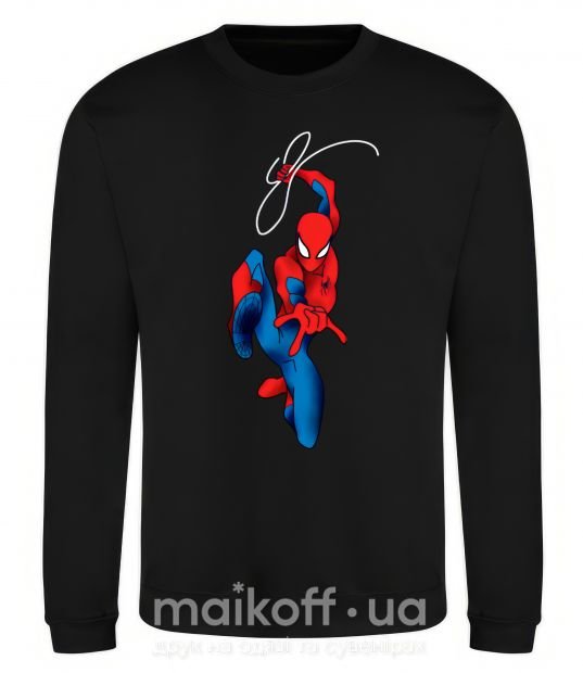 Світшот Человек паук с паутиной Чорний фото