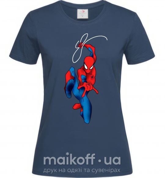 Женская футболка Человек паук с паутиной Темно-синий фото