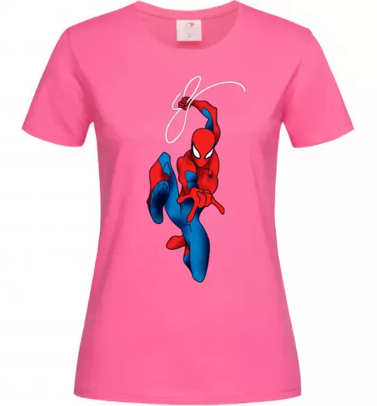 Женская футболка Людина павук з павутиною Ярко-розовый фото