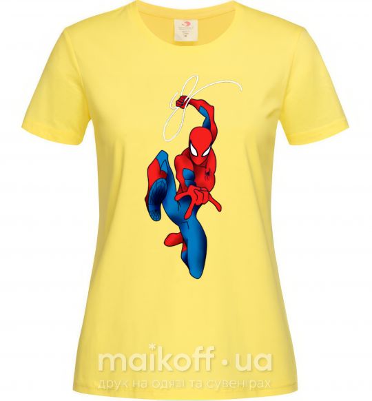 Женская футболка Человек паук с паутиной Лимонный фото
