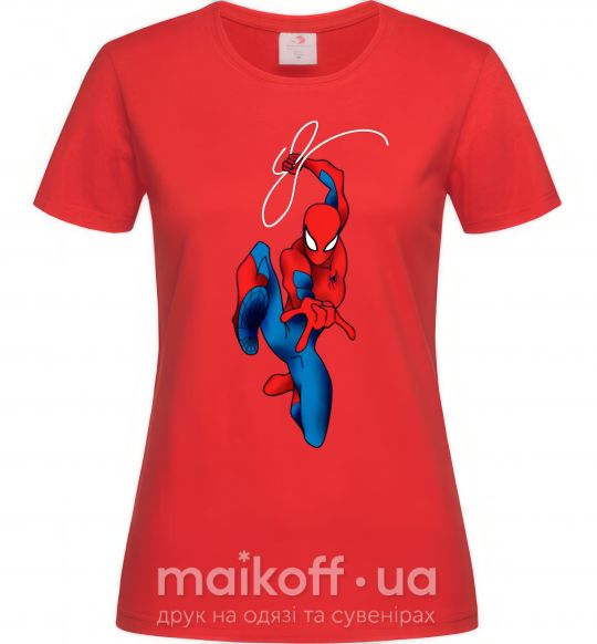 Жіноча футболка Человек паук с паутиной Червоний фото