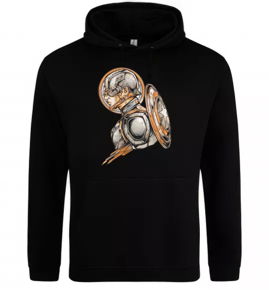 Чоловіча толстовка (худі) Капітан Америка Щит Марвел Чорний фото