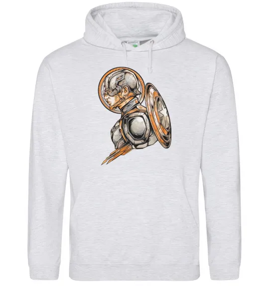 Чоловіча толстовка (худі) Капітан Америка Щит Марвел Сірий меланж фото