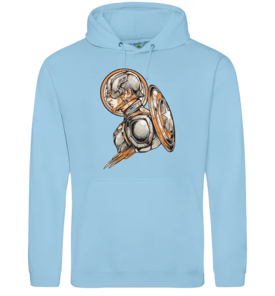 Чоловіча толстовка (худі) Капітан Америка Щит Марвел Блакитний фото