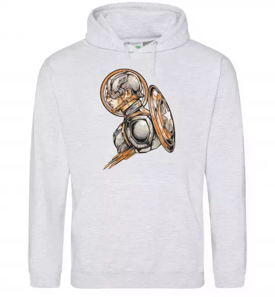 Жіноча толстовка (худі) Капітан Америка Щит Марвел Сірий меланж фото