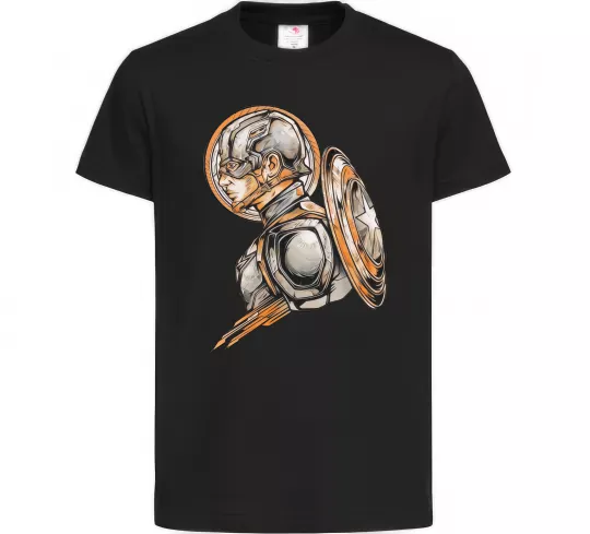 Дитяча футболка Капітан Америка Щит Марвел Чорний фото