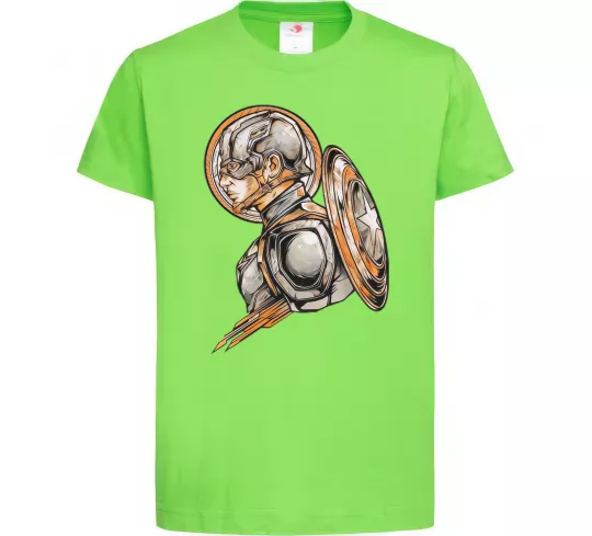 Дитяча футболка Капітан Америка Щит Марвел Лаймовий фото