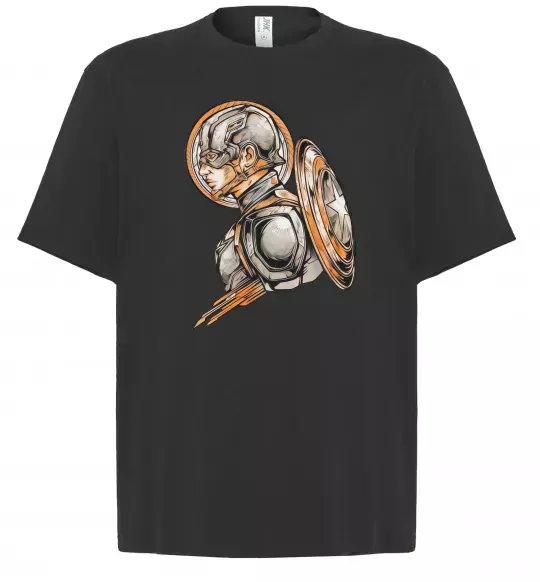 Футболка Оверсайз Капітан Америка Щит Марвел Черный фото