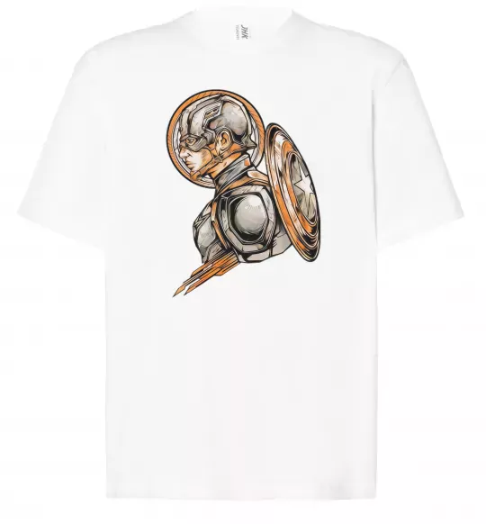 Футболка Оверсайз Капітан Америка Щит Марвел Белый фото