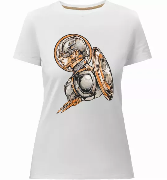 Жіноча преміум футболка Капітан Америка Щит Марвел Білий фото