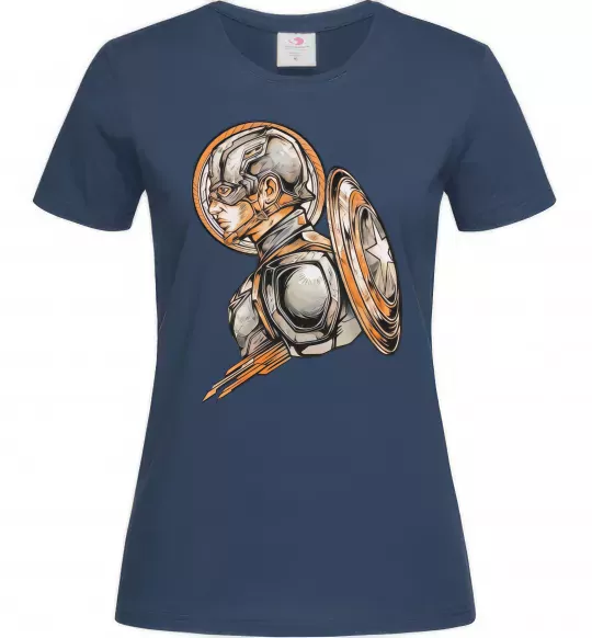 Жіноча футболка Капітан Америка Щит Марвел Темно-синій фото