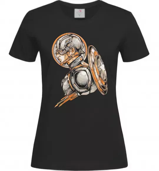 Жіноча футболка Капітан Америка Щит Марвел Чорний фото