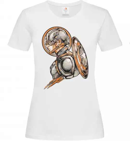 Жіноча футболка Капітан Америка Щит Марвел Білий фото