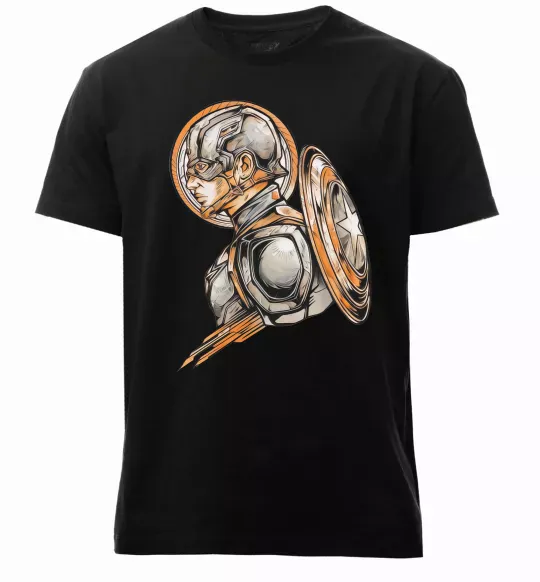 Чоловіча преміум футболка Капітан Америка Щит Марвел Чорний фото