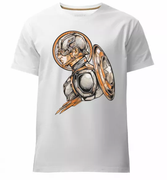 Чоловіча преміум футболка Капітан Америка Щит Марвел Білий фото