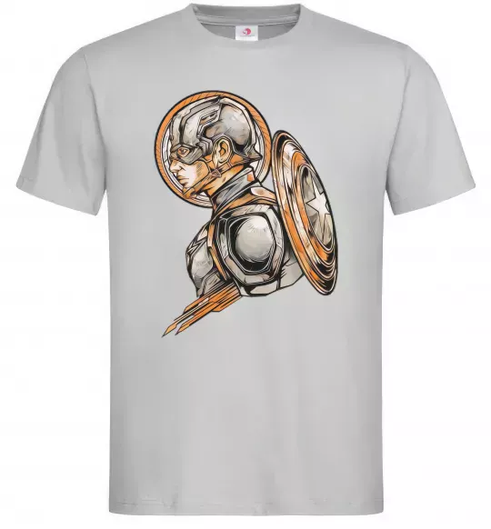 Мужская футболка Капітан Америка Щит Марвел Серый фото