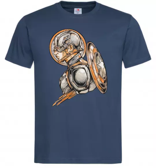 Мужская футболка Капітан Америка Щит Марвел Темно-синий фото