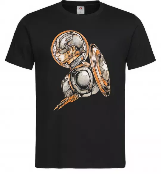 Мужская футболка Капітан Америка Щит Марвел Черный фото