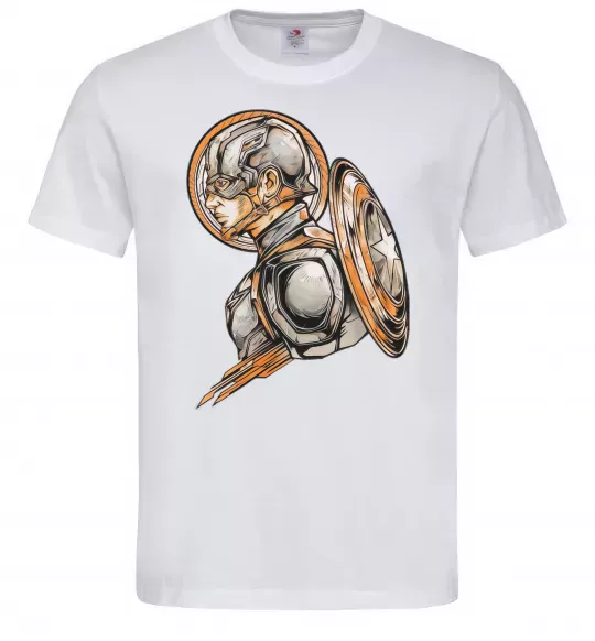 Мужская футболка Капітан Америка Щит Марвел Белый фото