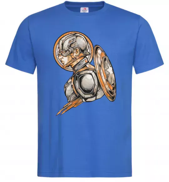 Мужская футболка Капітан Америка Щит Марвел Ярко-синий фото