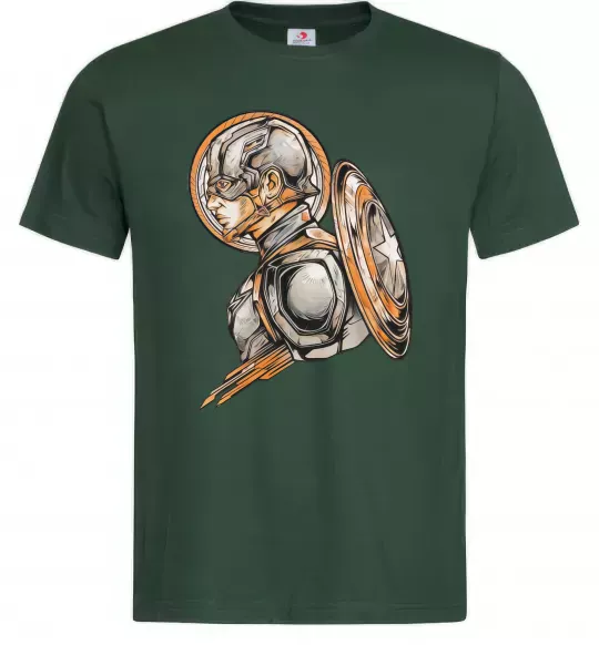 Мужская футболка Капітан Америка Щит Марвел Темно-зеленый фото