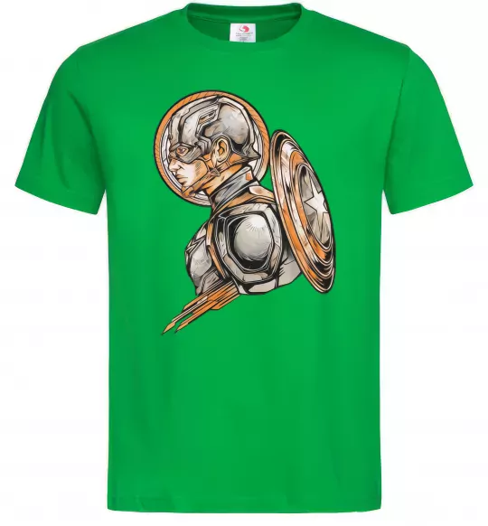 Мужская футболка Капітан Америка Щит Марвел Зеленый фото