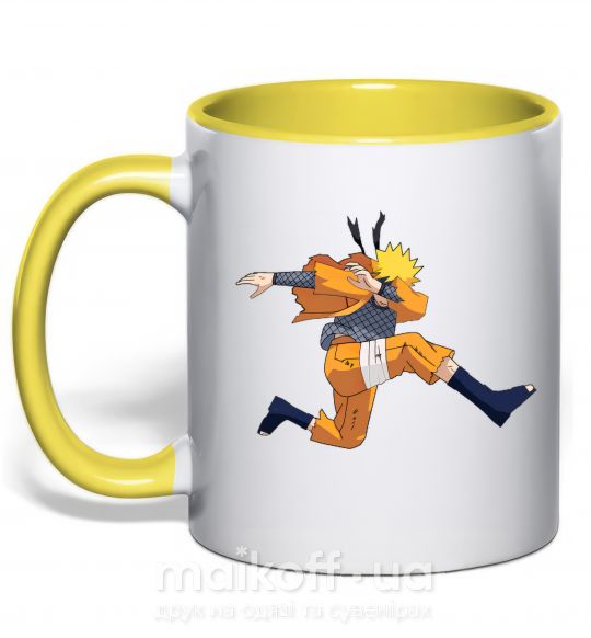 Чашка с цветной ручкой Naruto dabbing дэб Солнечно желтый фото