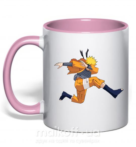 Чашка с цветной ручкой Naruto dabbing дэб Нежно розовый фото