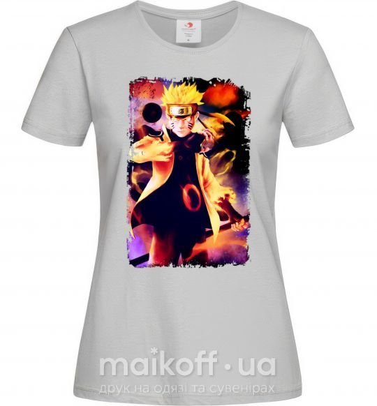 Жіноча футболка Naruto Kakasi аниме Сірий фото
