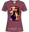 Жіноча футболка Naruto Kakasi аниме Бордовий фото