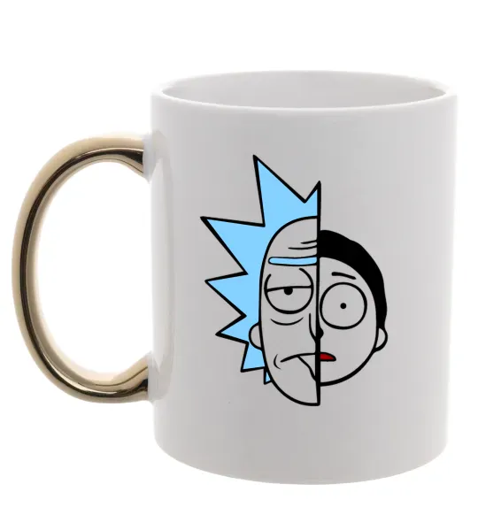 Чашка с цветной ручкой Rick and Morty Золото фото